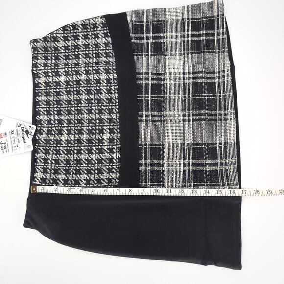 Desigual Women's Kape Black Herringbone Plaid Stetch Mini Skirt - Size L - NWT - Picture 10 of 15